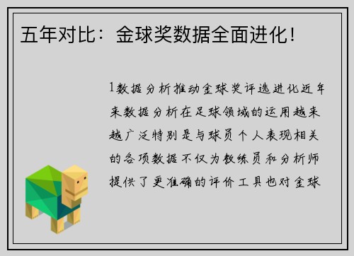 五年对比：金球奖数据全面进化！